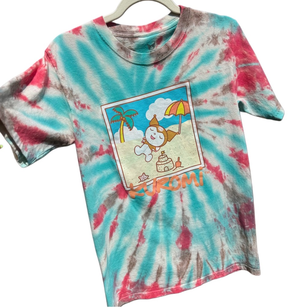 Sanrio Kuromi Beach Day Graphic T-Shirt Upcycled Tie-Dye Size S - Picture 2 of 5